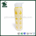Decal pyrex glass drinking bottle with protection silicone sleeve